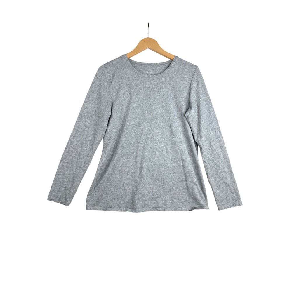 J. Jill Stretch Cotton Crew Neck Long Sleeve Tee size Medium Gray